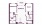 B1B - 2 bedroom floorplan layout with 2 baths and 1124 square feet.