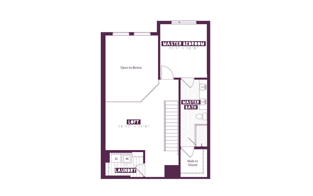 TH2 - 2 bedroom floorplan layout with 2 baths and 1538 square feet. (Floor 2)