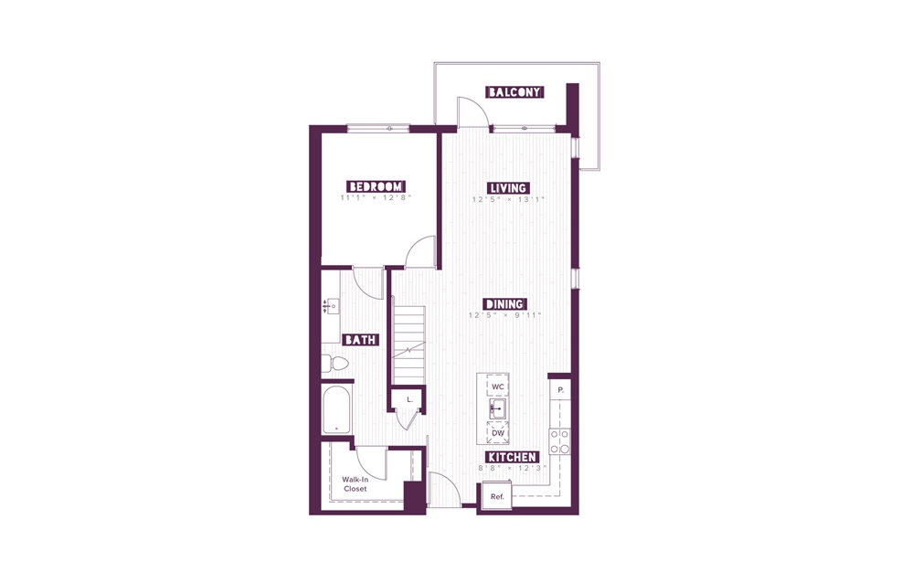 TH3B - 3 bedroom floorplan layout with 3 baths and 1809 square feet. (Floor 1)