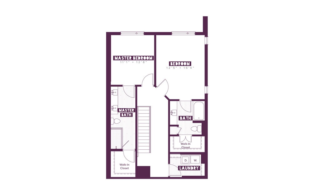 TH3B - 3 bedroom floorplan layout with 3 baths and 1809 square feet. (Floor 2)